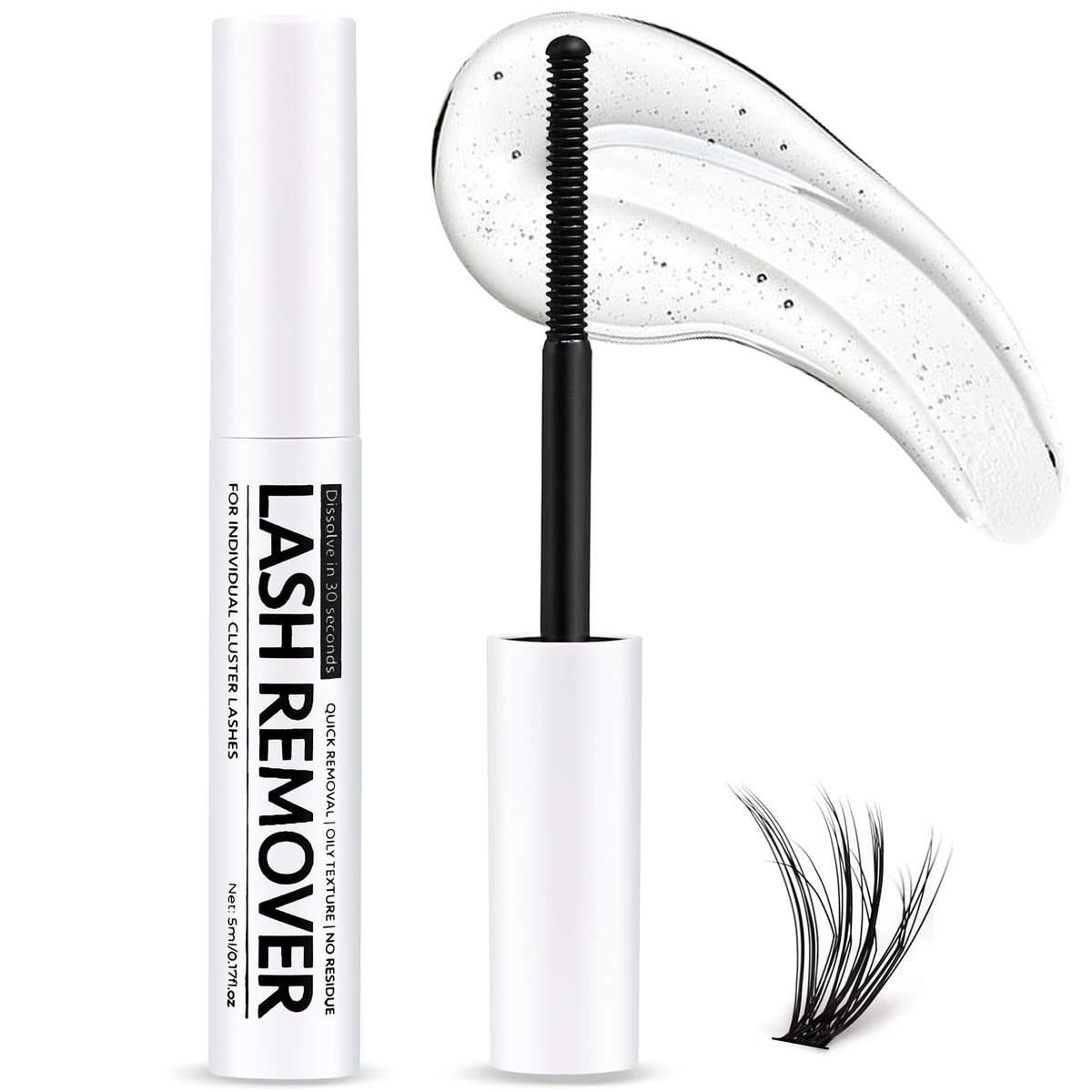 Miuffue eyelash glue remover bottle pour gently dissolves cluster glue for quick removal.
