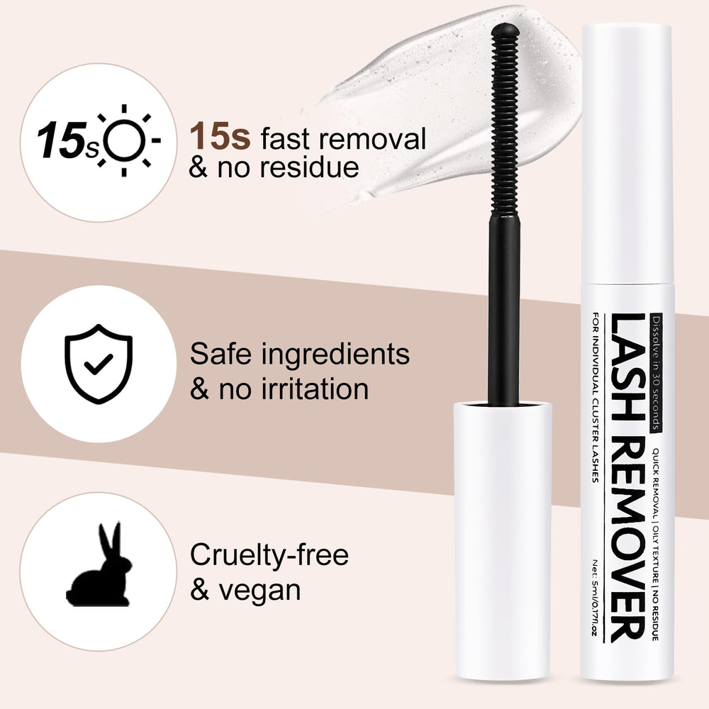 Miuffue fast removal 30s action speeds up cluster lash cleanup.