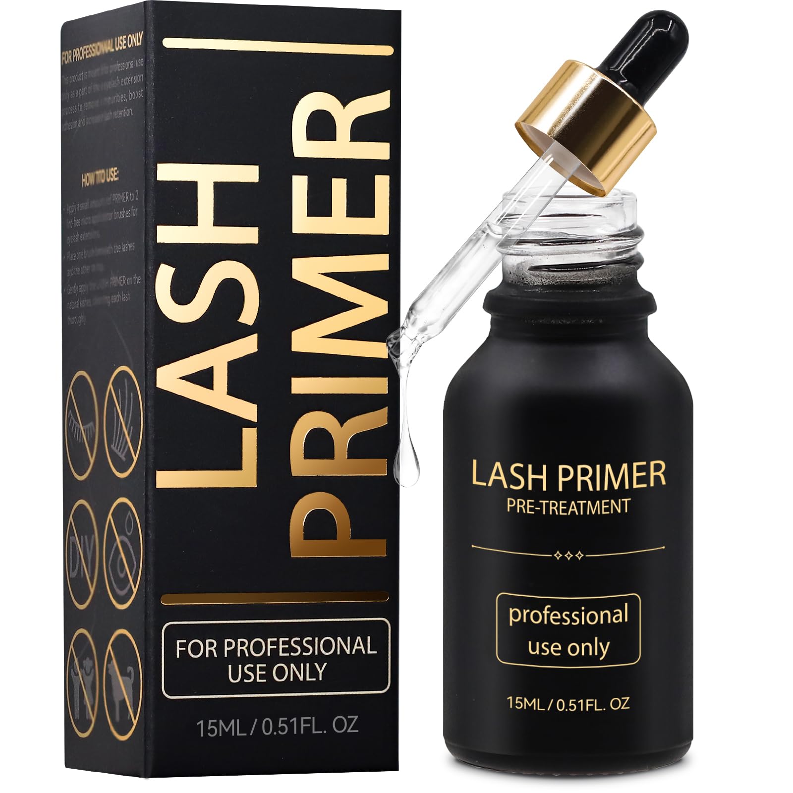 Miuffue lash primer bottle close-up for professional use