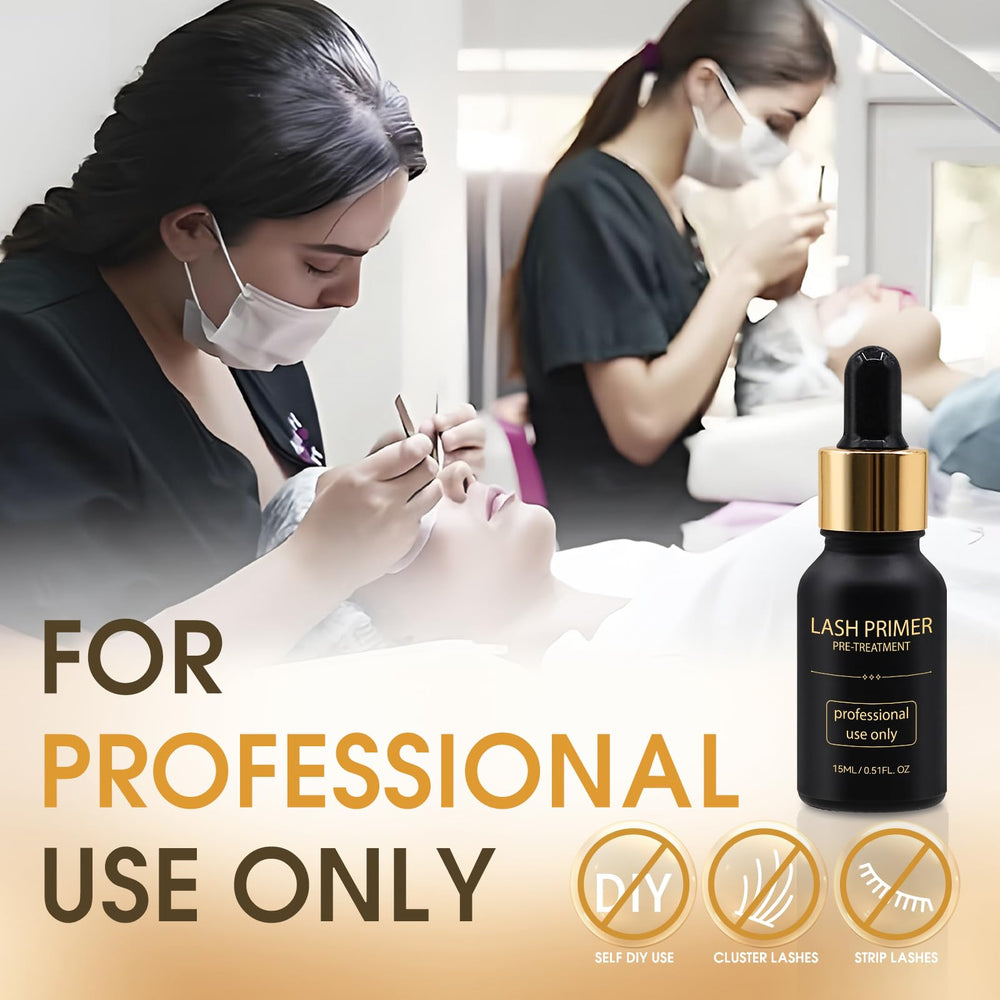 Miuffue lash primer bottle with label highlights professional formula