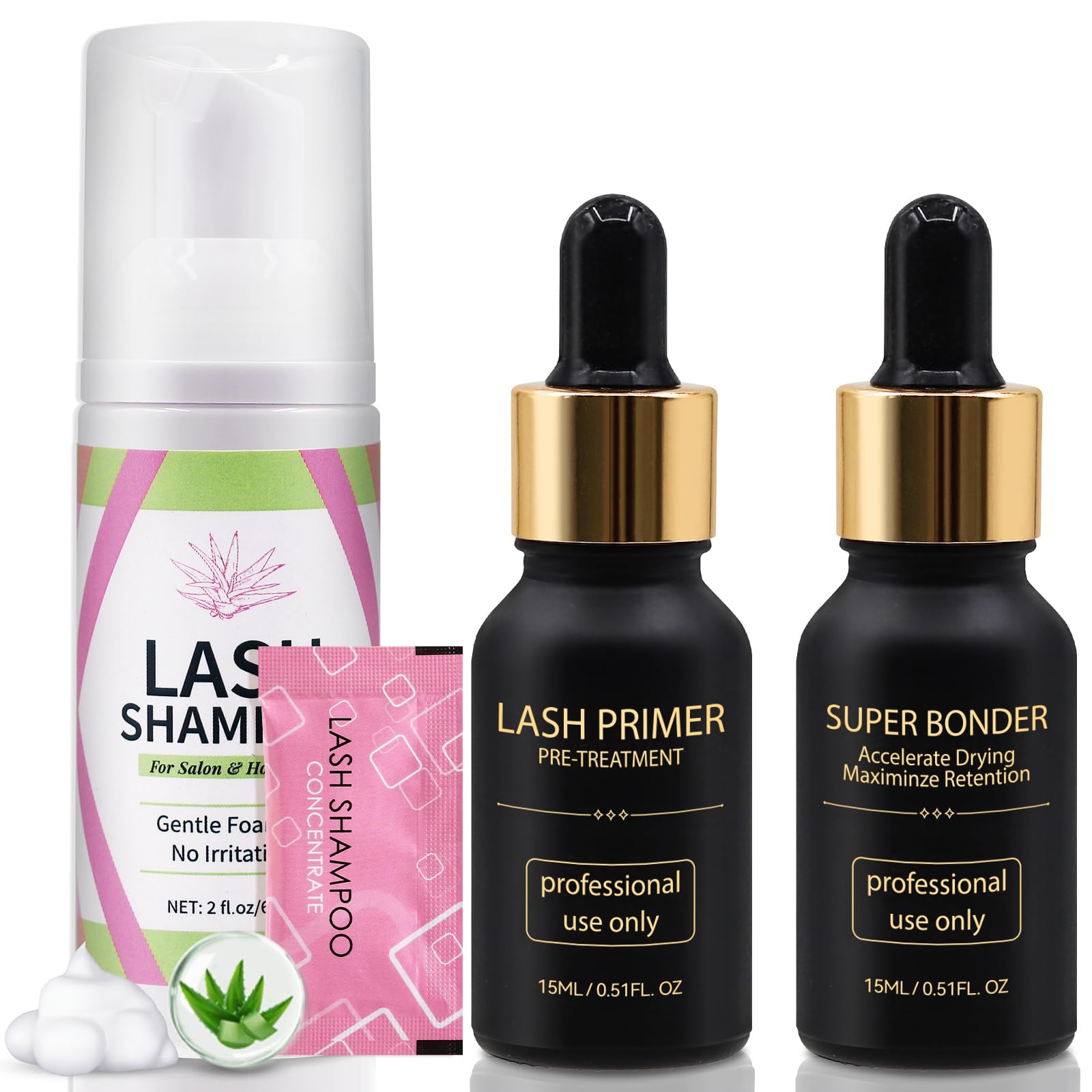 Miuffue lash shampoo concentrate bottle for deep cleansing and conditioning.