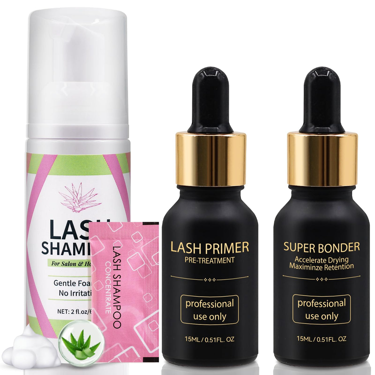 Miuffue lash shampoo concentrate bottle for deep cleansing and conditioning.