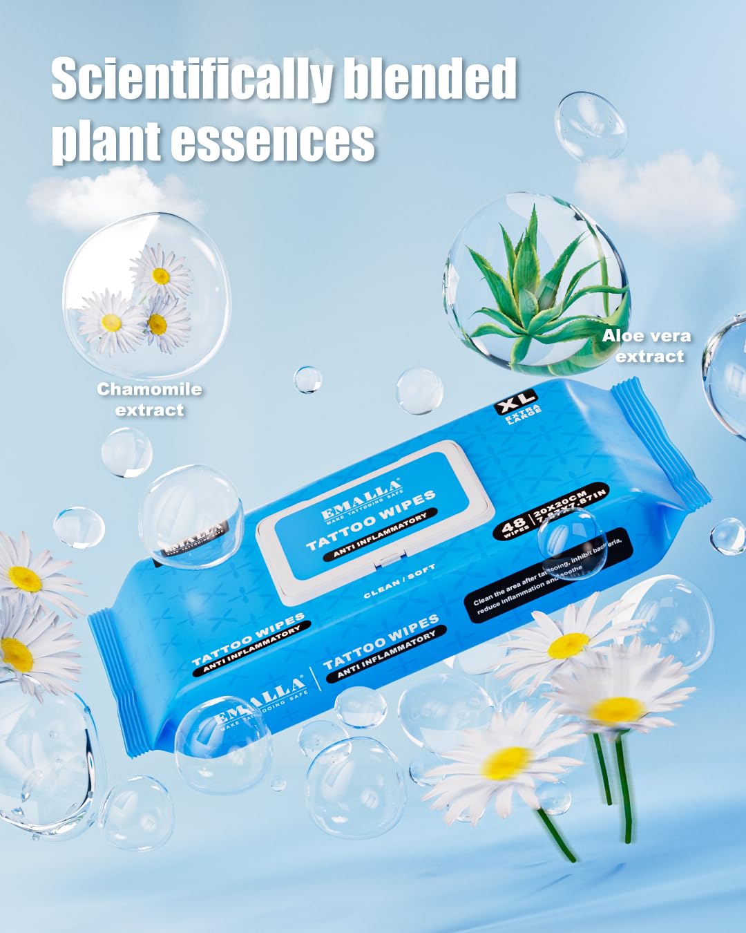 Miuxia Green Soap Tattoo Wipes open lid shows convenient seal-and-go design for on-the-go use.