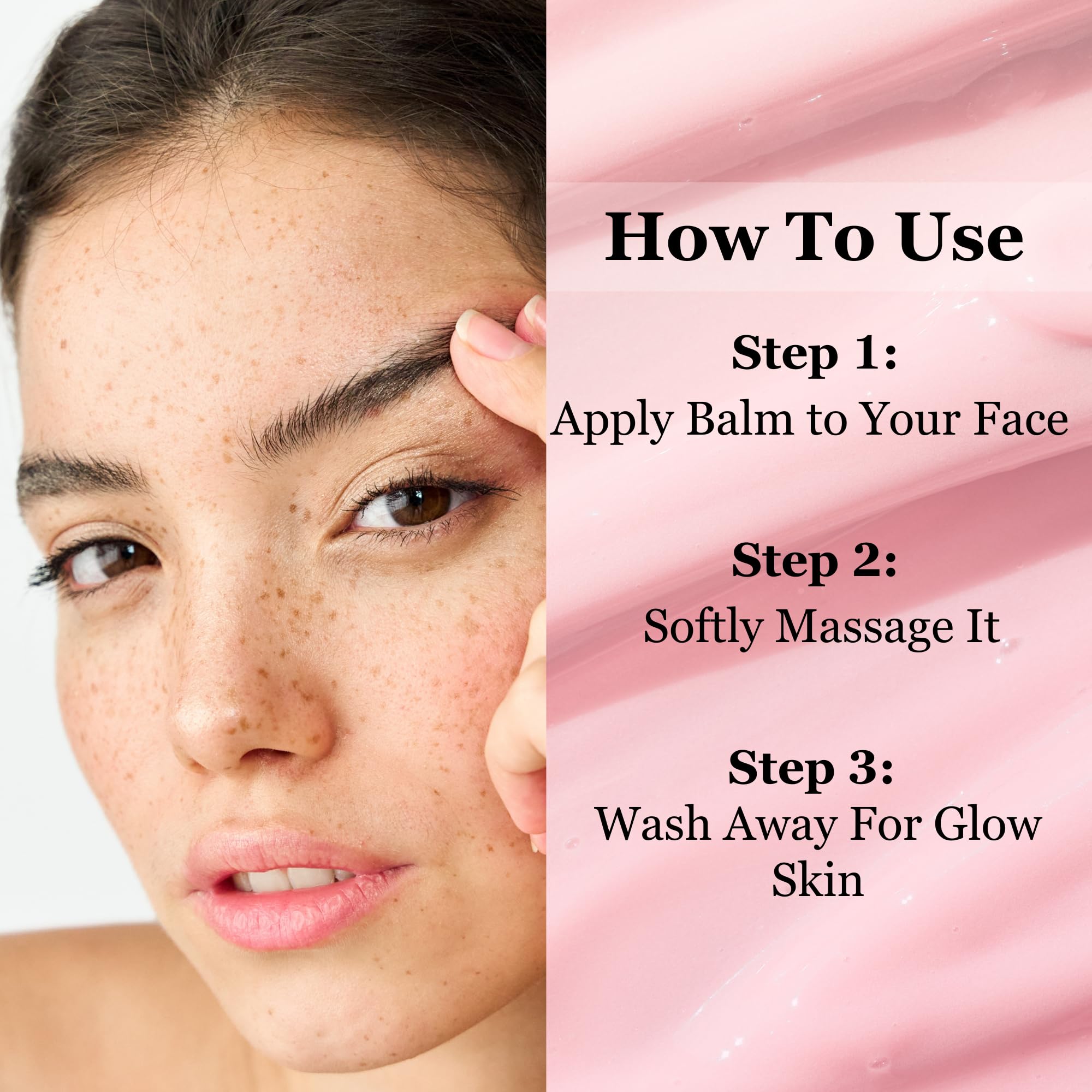 Mivida application shot showing balm massaged onto face.