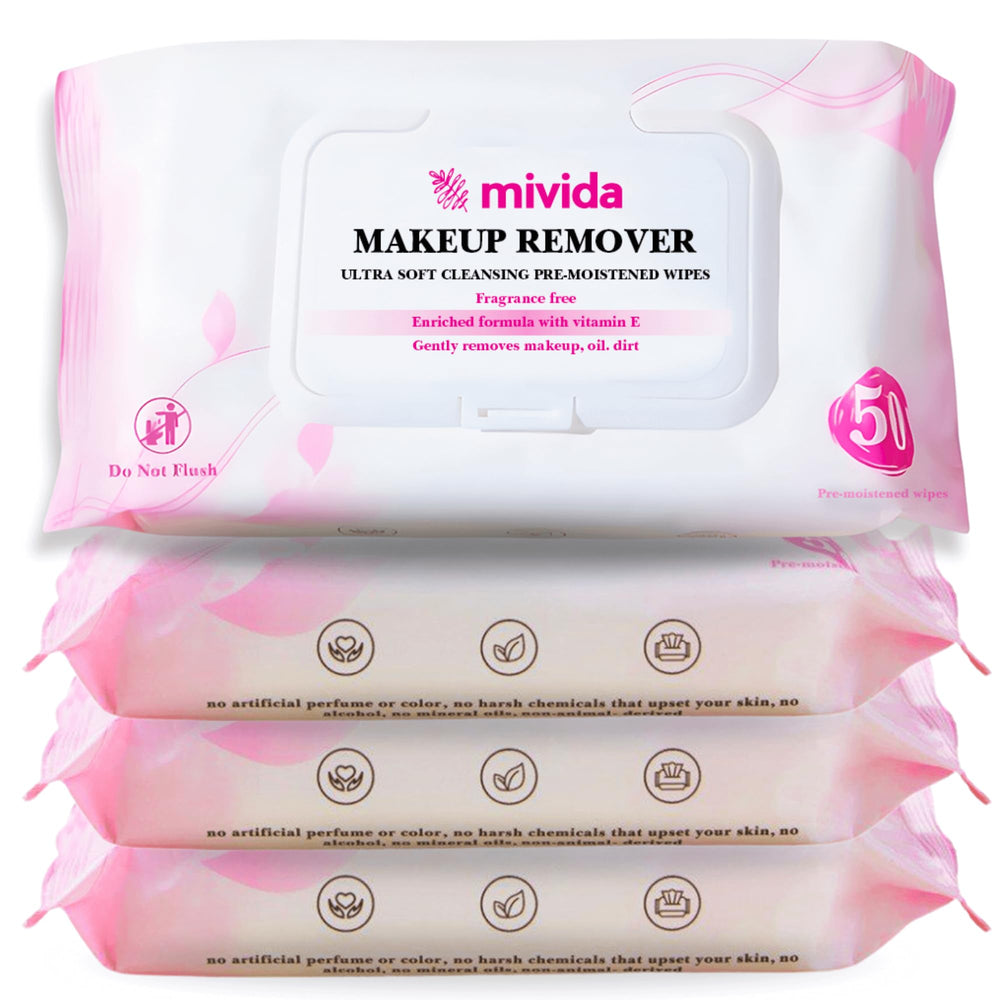 mivida hypoallergenic makeup remover wipes bulk pack for quick backups and refresh