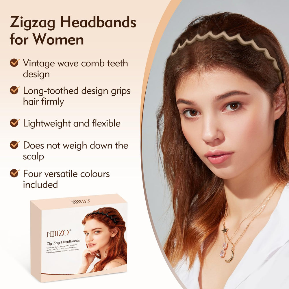 MIVZO Zig Zag headbands wide-tooth combs offer secure grip and comfort.
