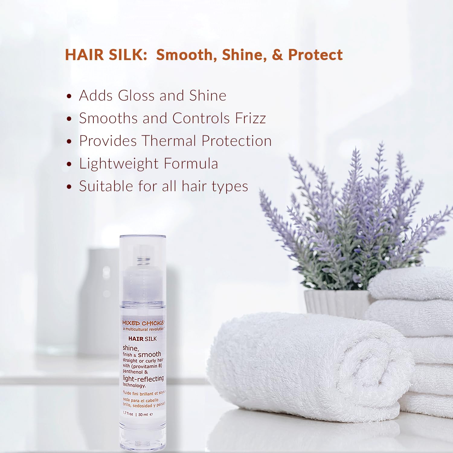 Mixed Chicks Shampoo bottle demonstrates cleansing without stripping oils.