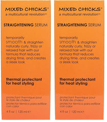 Mixed Chicks Straightening Serum bottle front view with heat protection packaging.