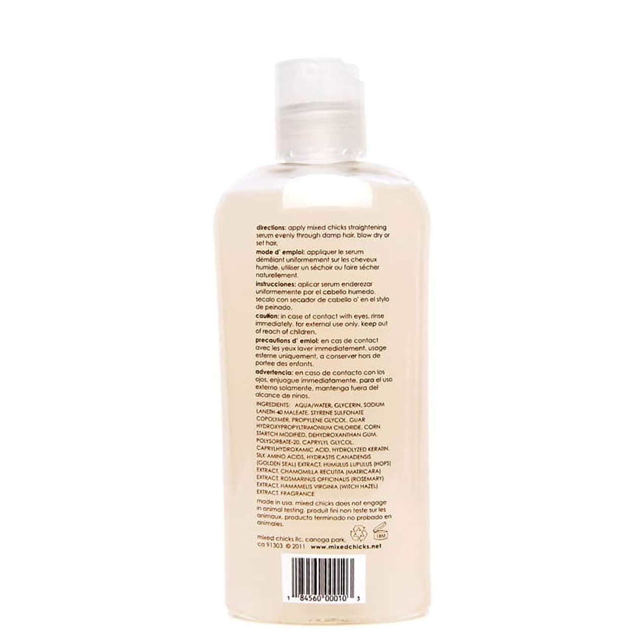 Hands applying Mixed Chicks Serum for heat protection during styling.