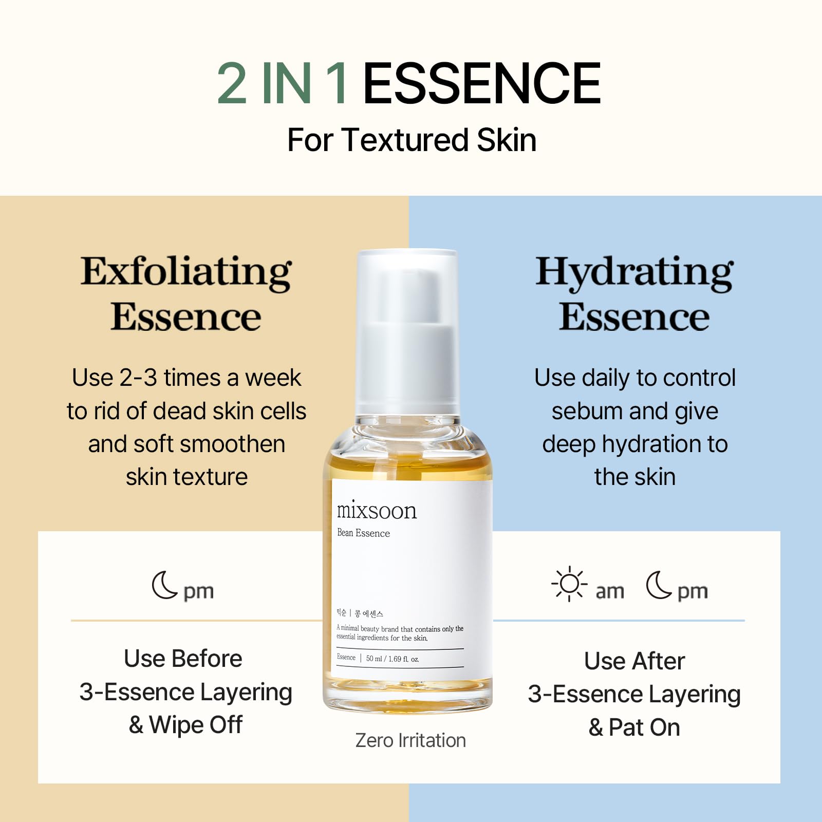 Mixsoon Bean Essence hydration boost for a dewy, smooth complexion.