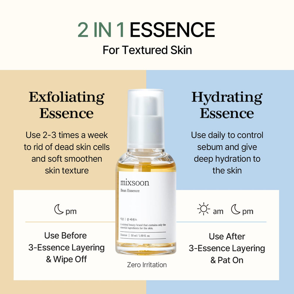 Mixsoon Bean Essence hydration boost for a dewy, smooth complexion.