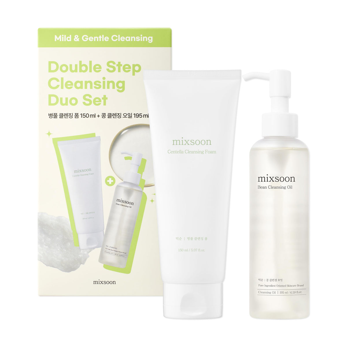 Mixsoon Centella Cleansing Foam bottle with microbubbles for deep pore cleansing.