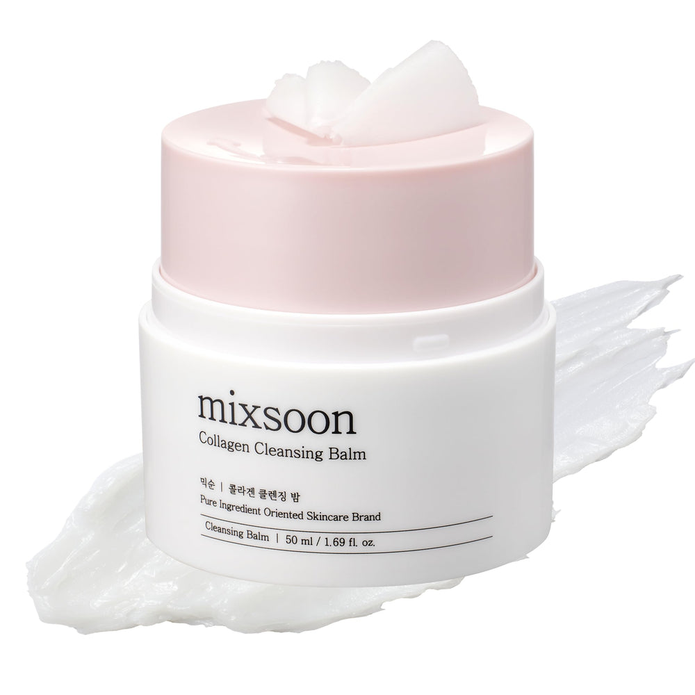 Mixsoon Collagen Cleansing Balm bottle demonstrates hydrating makeup removal for daily use