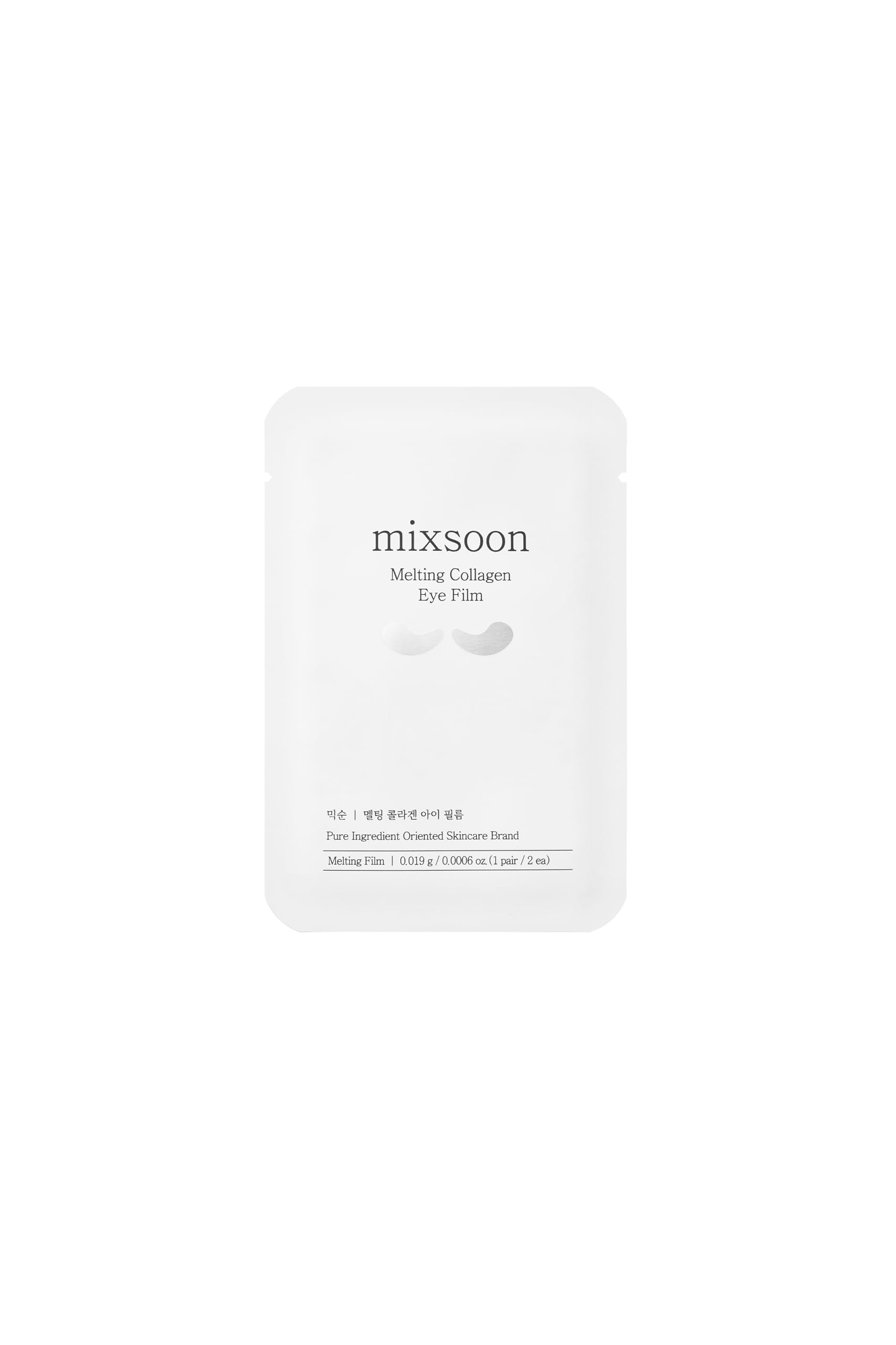 Mixsoon Melting Collagen Eye Film closeup texture reveals smooth gel sheet delivering hydration.