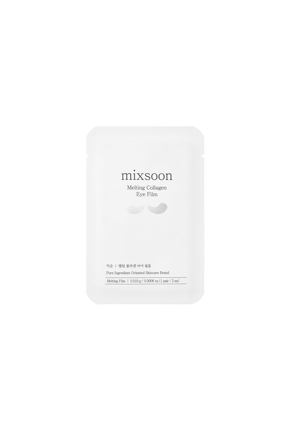 Mixsoon Melting Collagen Eye Film closeup texture reveals smooth gel sheet delivering hydration.