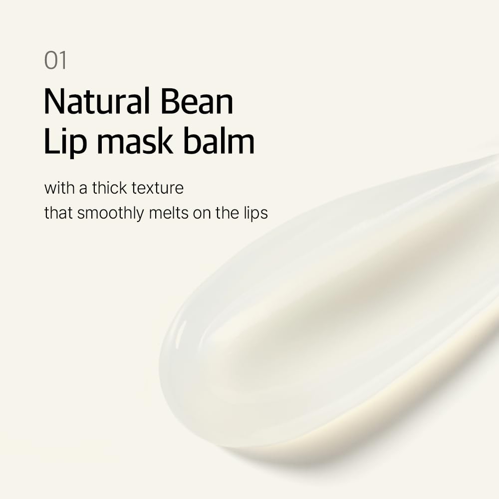 Mixsoon lip mask balm ingredients card featuring shea butter and jojoba oil.