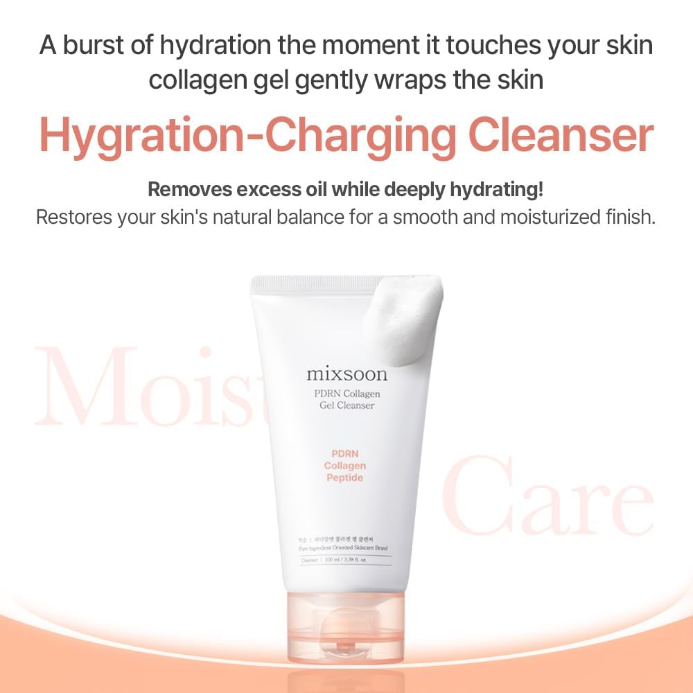 Close-up of the gel texture from Mixsoon PDRN Collagen Gel Cleanser