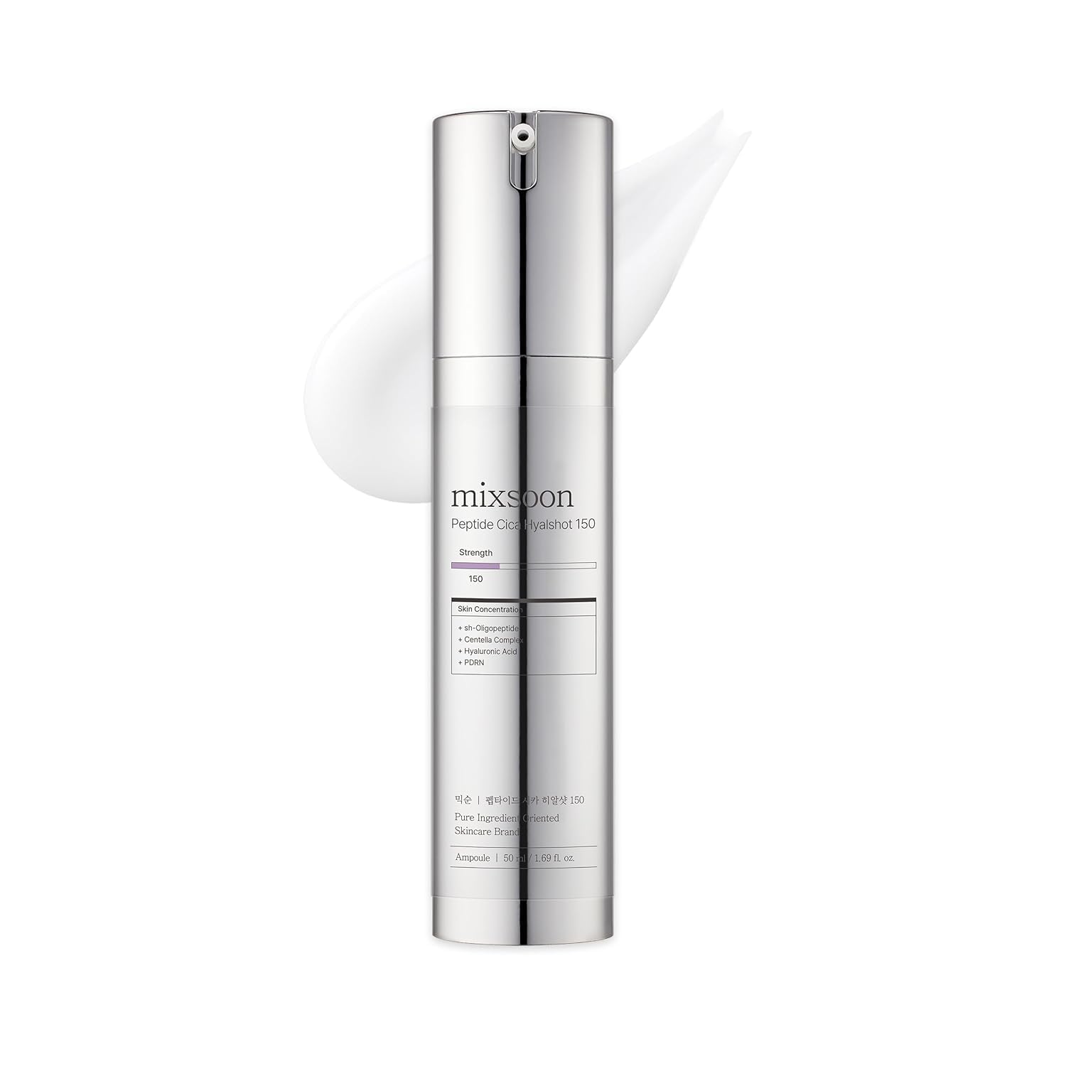 Mixsoon Peptide Cica Hyalshot 150 bottle close-up showing absorption-boosting technology.