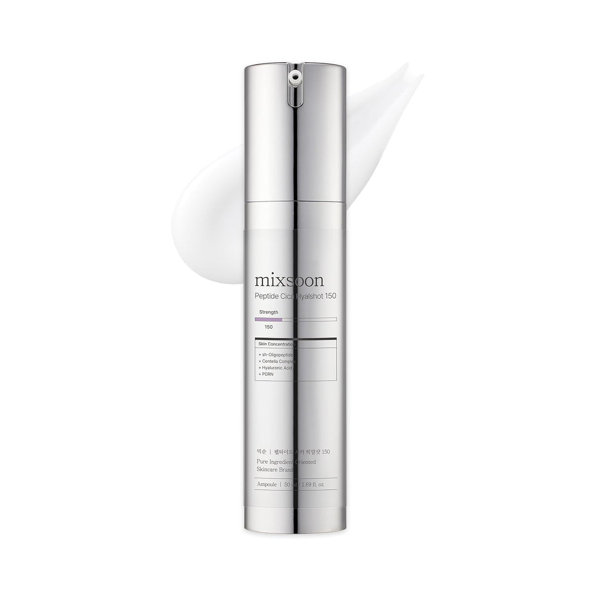 Mixsoon Peptide Cica Hyalshot 150 bottle close-up showing absorption-boosting technology.