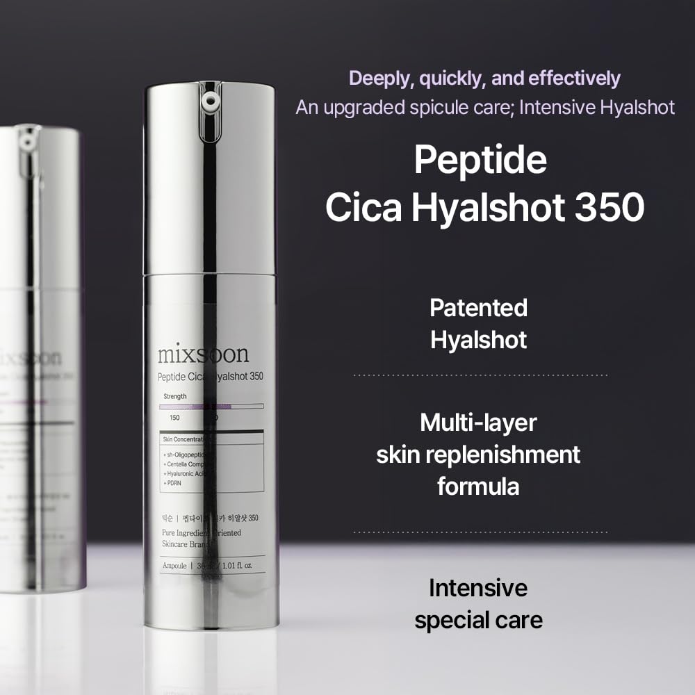 Mixsoon Peptide Cica Hyalshot 350 label illustrating clean, minimal skincare