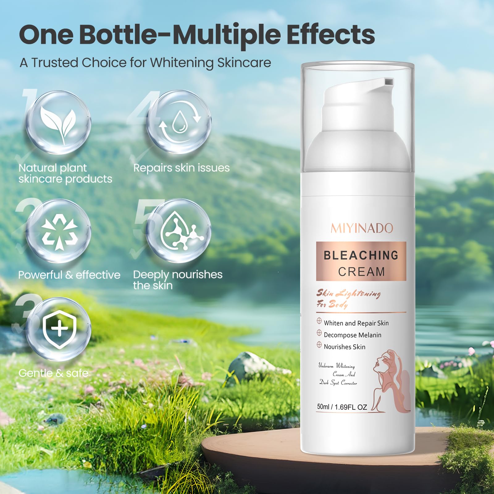 MIYINADO Underarm application demonstrating targeted care for a more even skin tone.