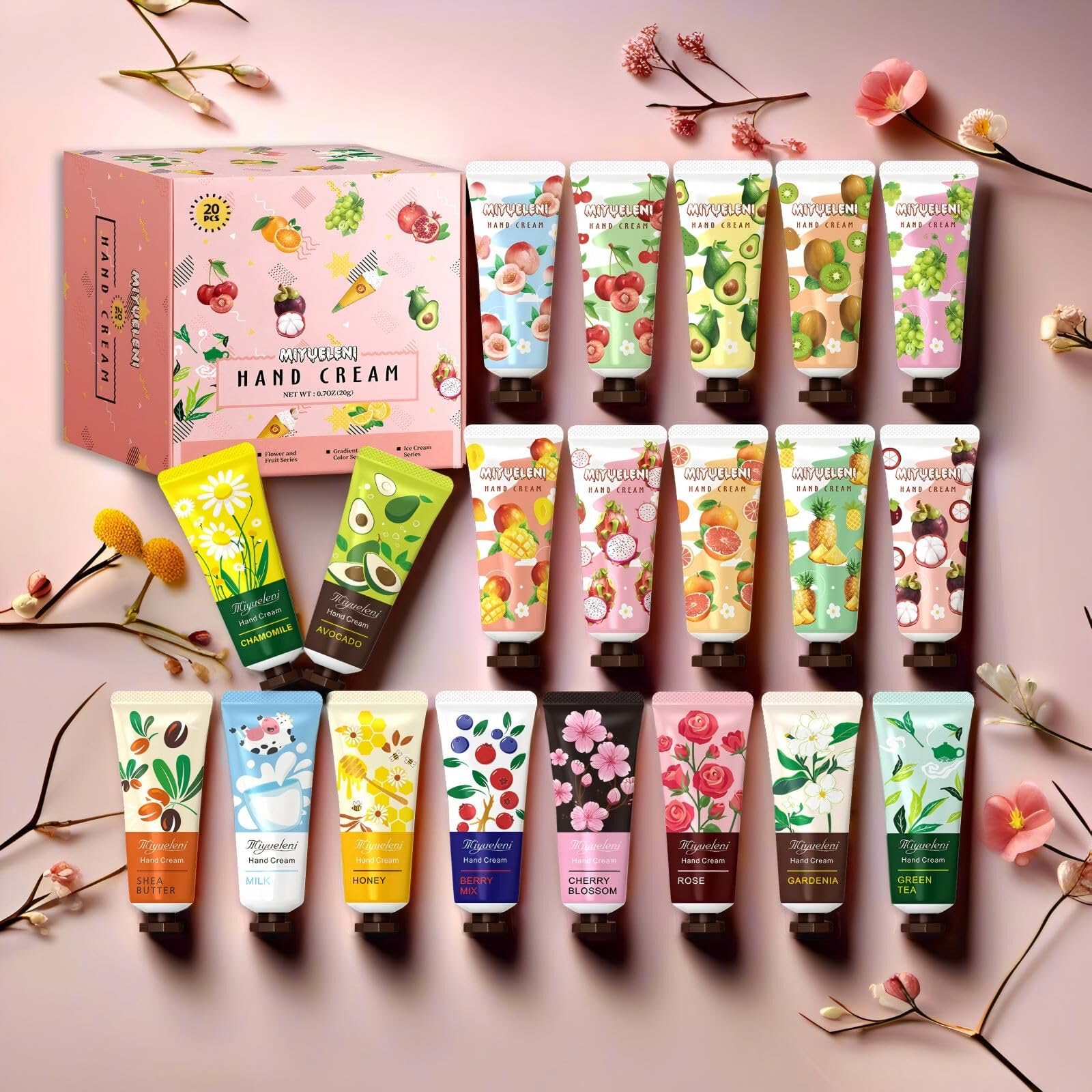 MIYUELENI hand cream 20ml tubes with varied scents for daily use
