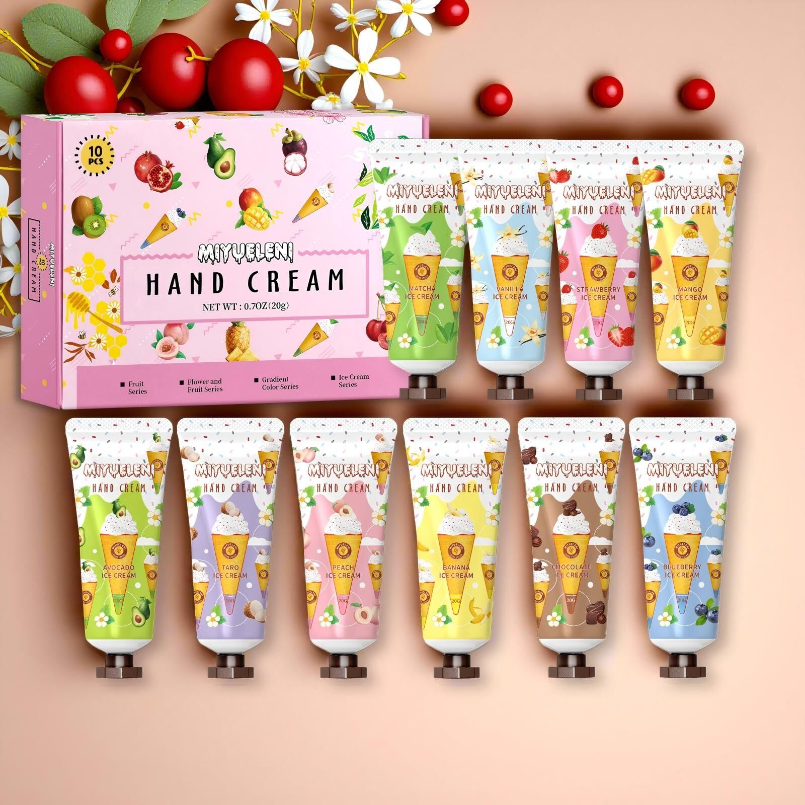 Travel-size 20ml tubes from MIYUELENI presented for purse or bag.