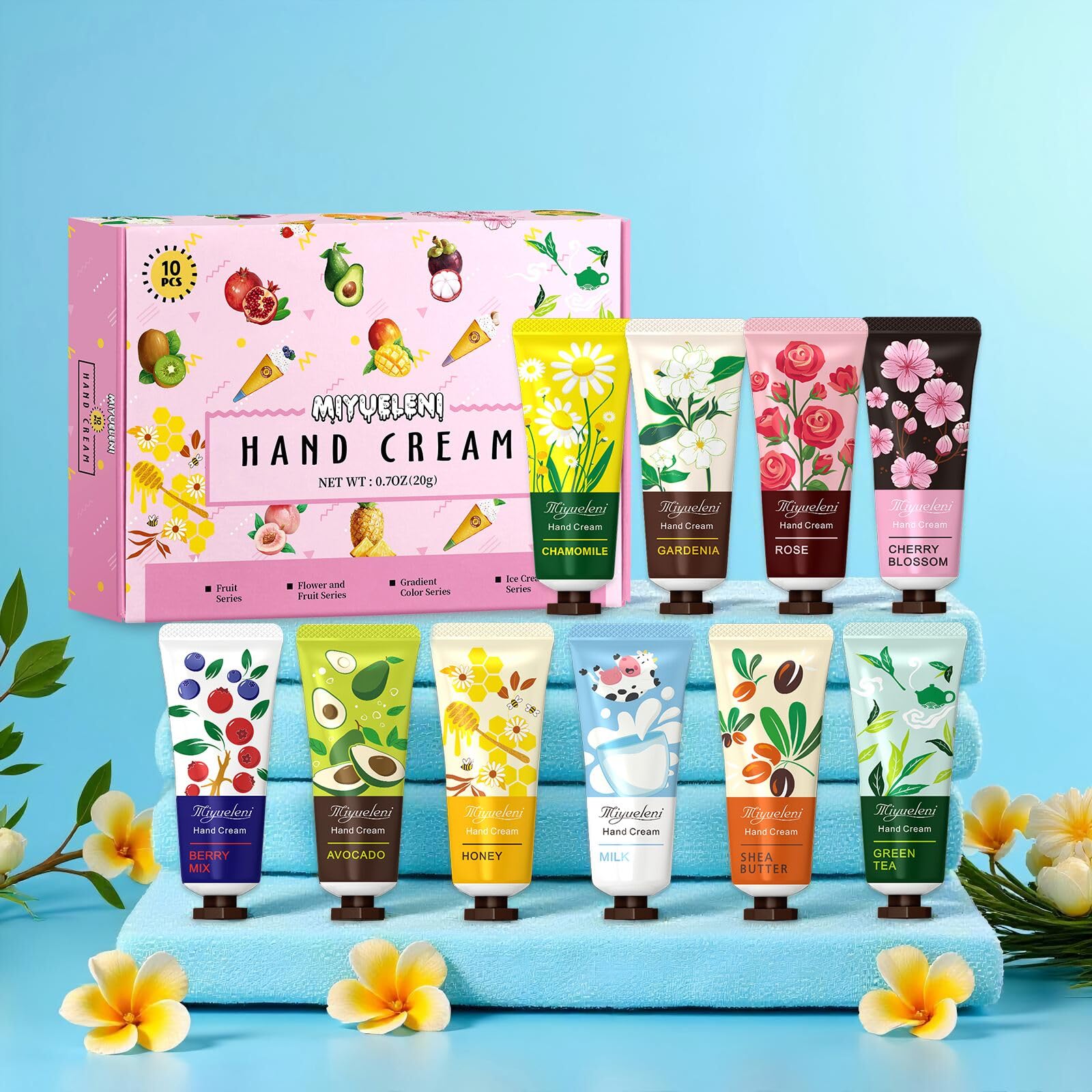 MIYUELENI hand cream tube with scent labels, easy to choose a favorite.