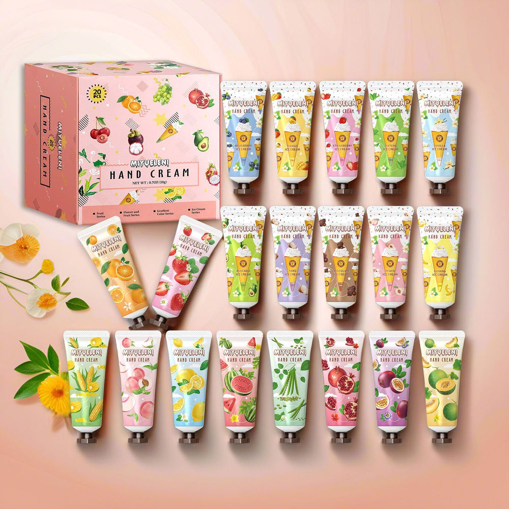 Strawberry scent hand cream from MIYUELENI freshens and nourishes fingertips.