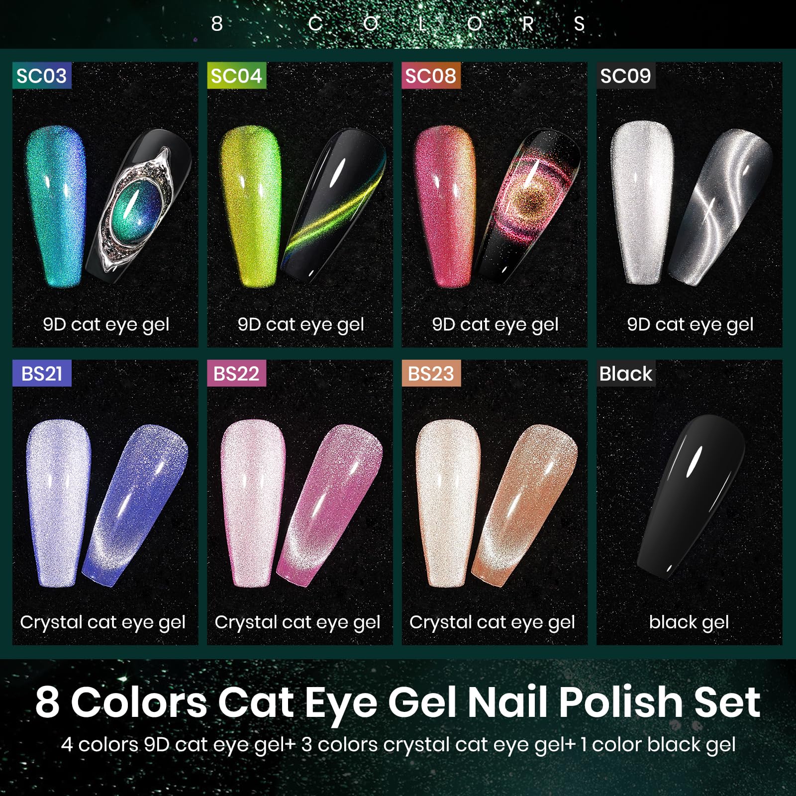 MIZHSE 9D cat eye polishes show dramatic magnetic effect at home