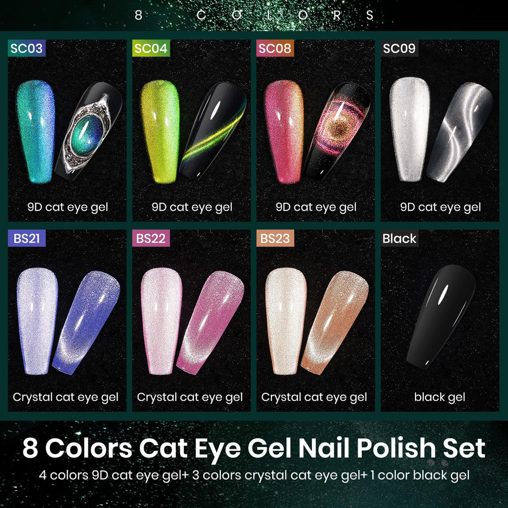 MIZHSE 9D cat eye polishes show dramatic magnetic effect at home