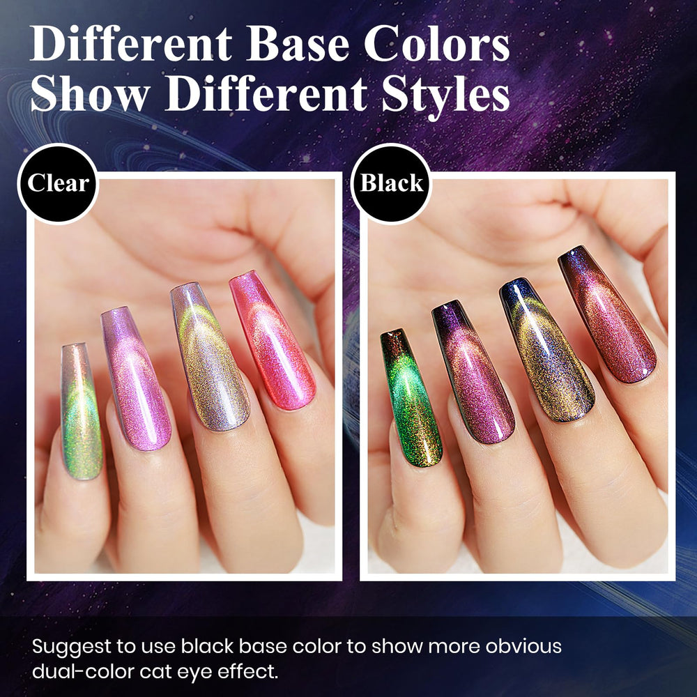 MIZHSE recommends base and top coats for best cat-eye results.