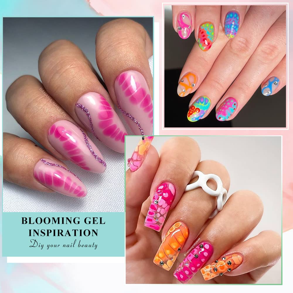 MIZHSE Blooming Gel base and top coats shown in DIY mani steps.