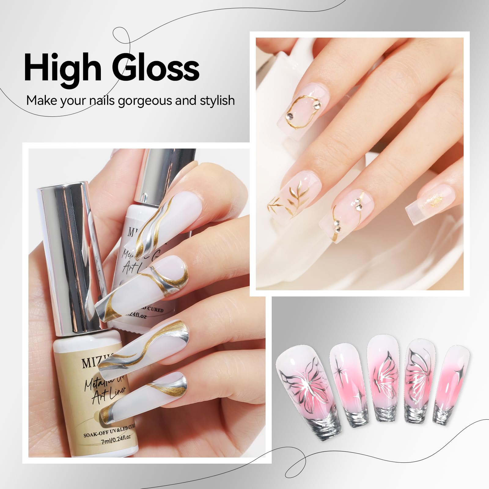 Built-in liner brush enables precise lines with MIZHSE gel polish.