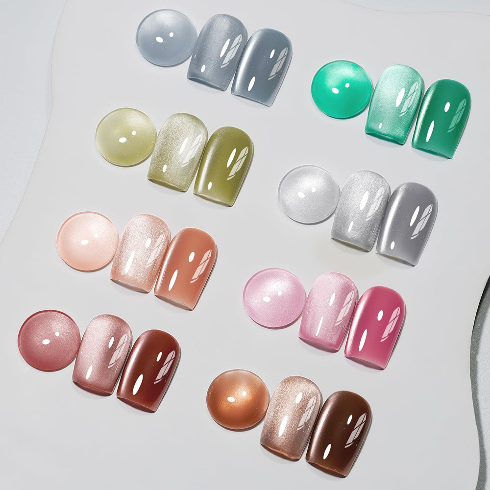 MIZHSE cat-eye gel polish with eight colors for at-home salon looks.