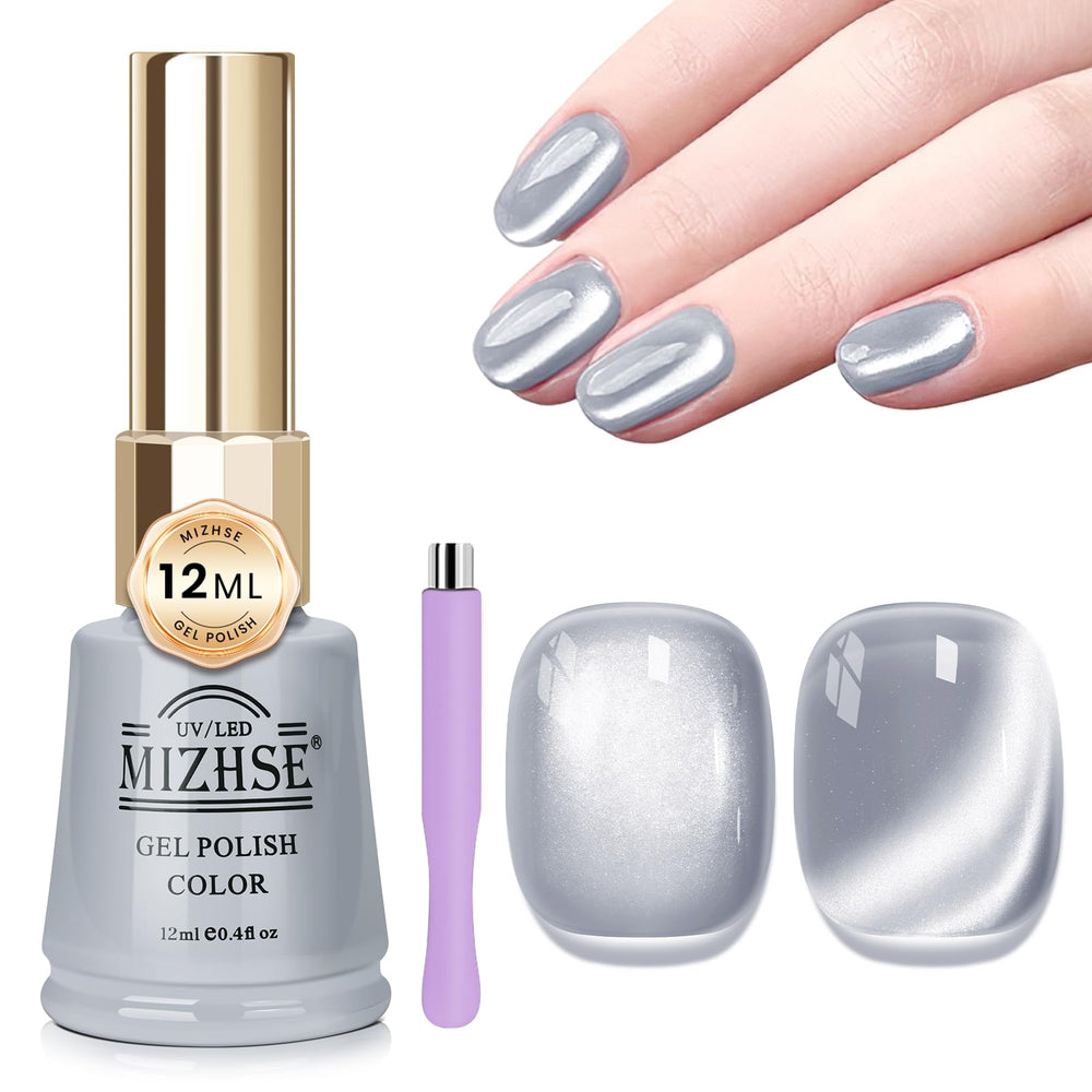 MIZHSE cat eye polish bottle front shows sleek design for salon worthy nails