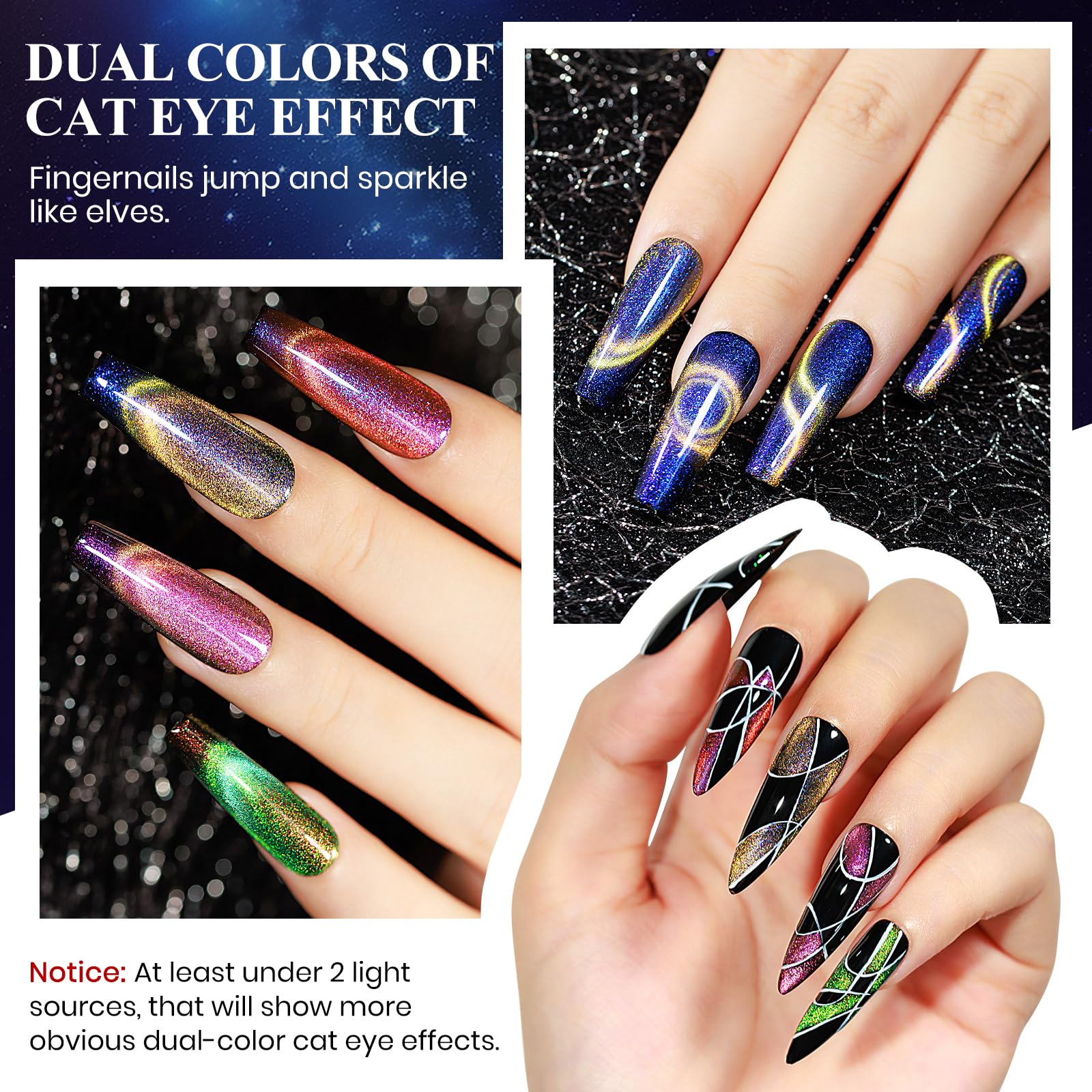 MIZHSE galaxy-shimmer finish adds bold, eye-catching style to nails.