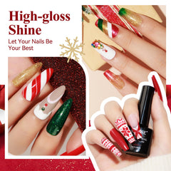 MIZHSE green glitter gel polish adds festive sparkle