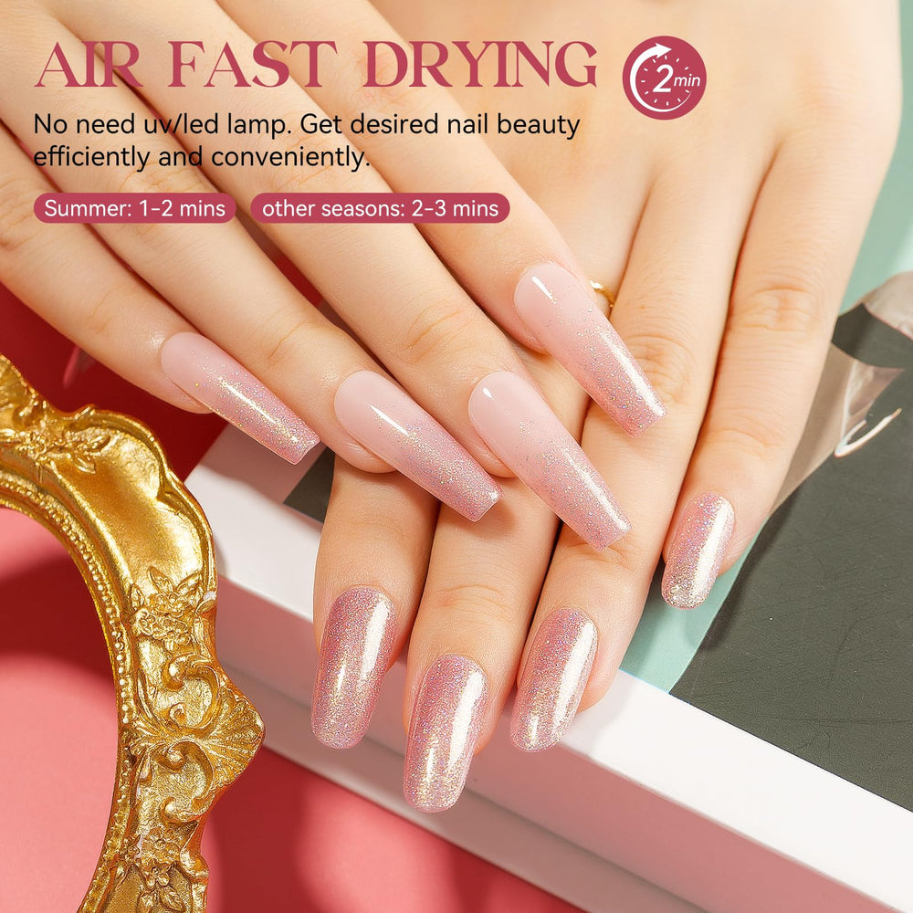 MIZHSE Glitter Pink Nail Polish brush stroke demonstrates smooth application.