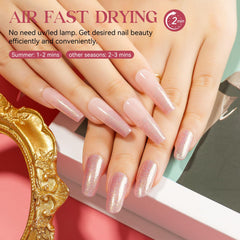 MIZHSE Glitter Pink Nail Polish brush stroke demonstrates smooth application.