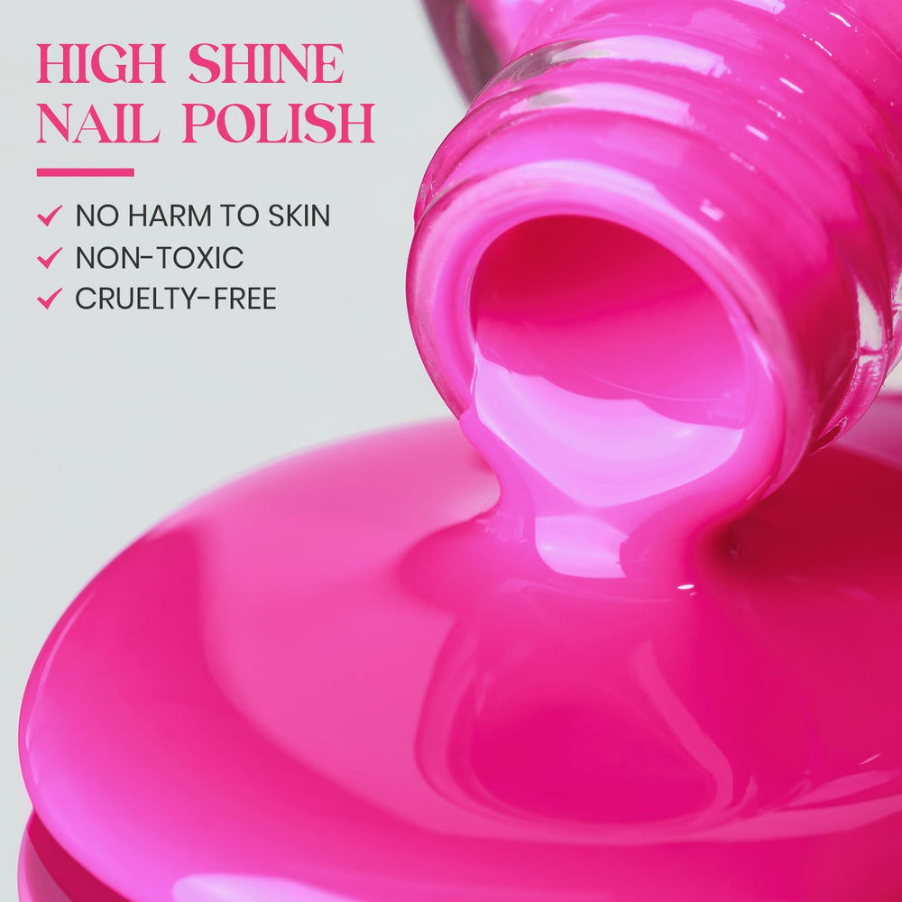 MIZHSE hot pink nail polish brush stroke on a swatch for precise color.