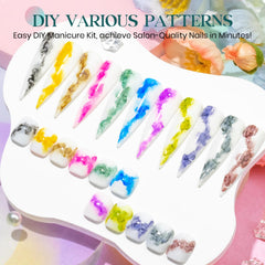 Close-up of MIZHSE marble color swirls for stylish nail art