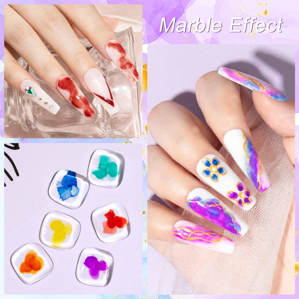 MIZHSE gold blue purple marble swatches illustrating blooming effects at home