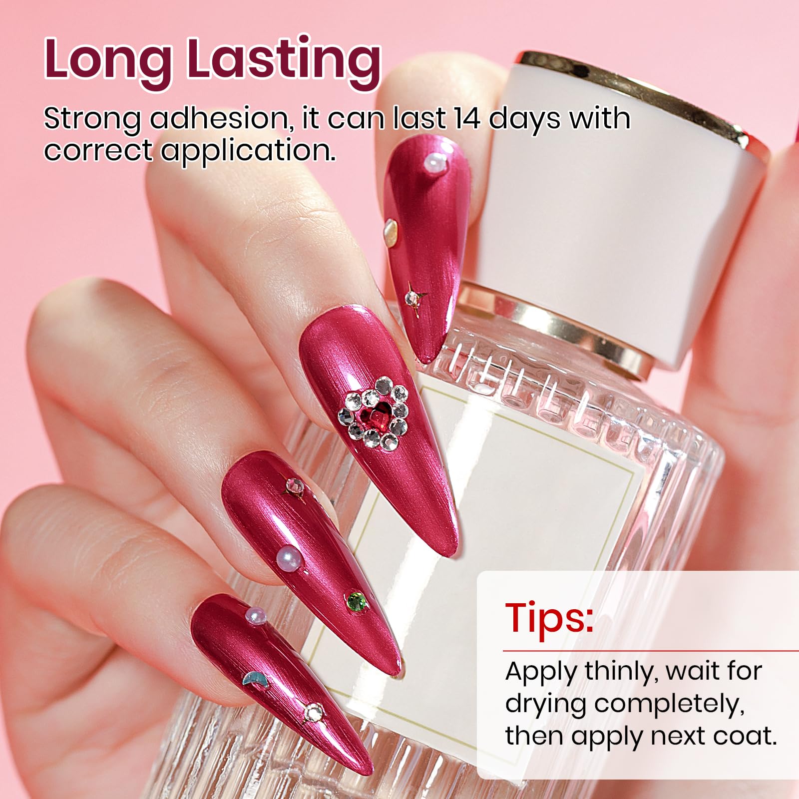 MIZHSE glossy finish adds vibrant shine to the nails.