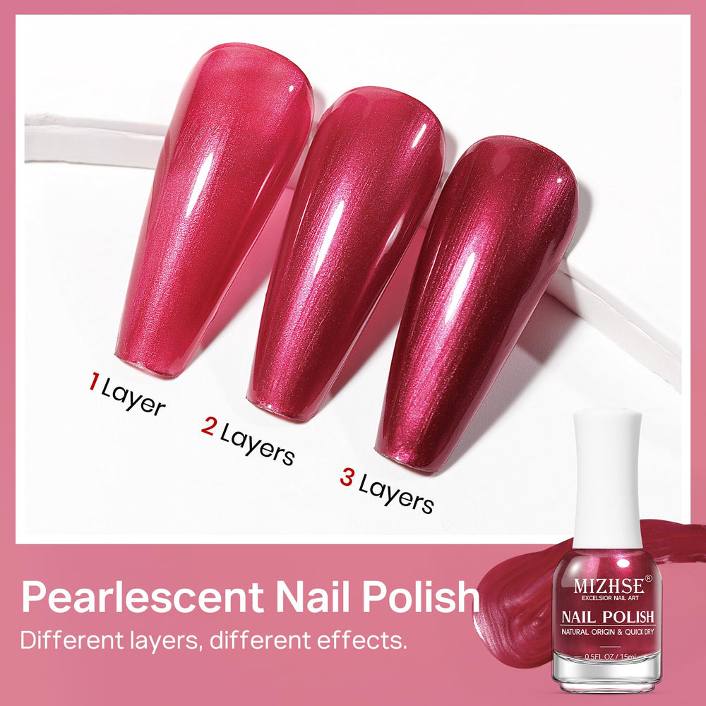 MIZHSE swatch reveals the rich pearlescent red shade.