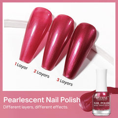 MIZHSE swatch reveals the rich pearlescent red shade.