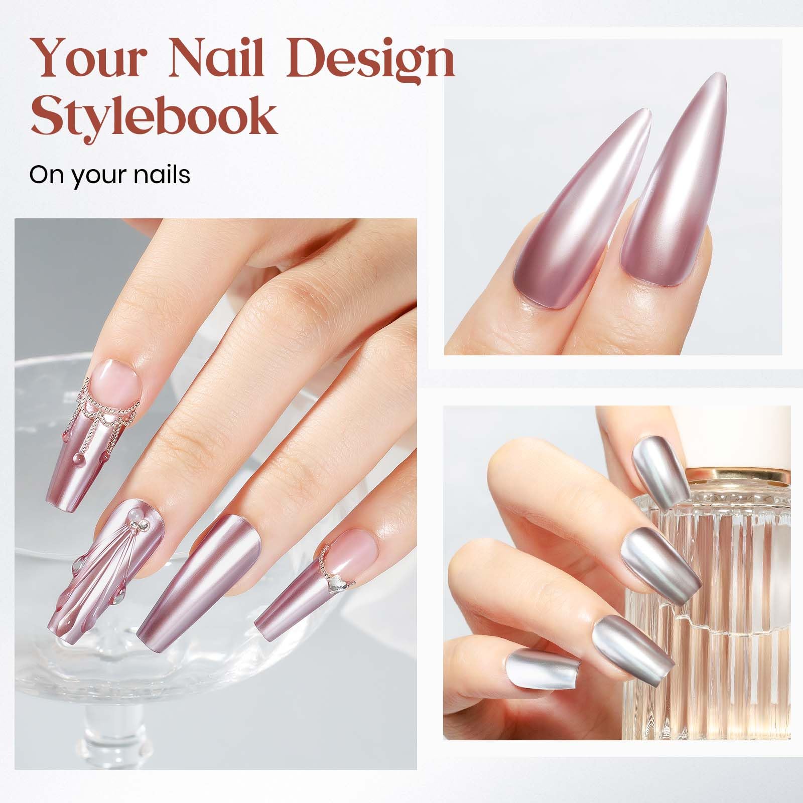 MIZHSE Pink Mirror finish in natural light showing luminous chrome effect.