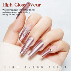 MIZHSE Pink Mirror swatch displays vivid pink chrome finish on nails.