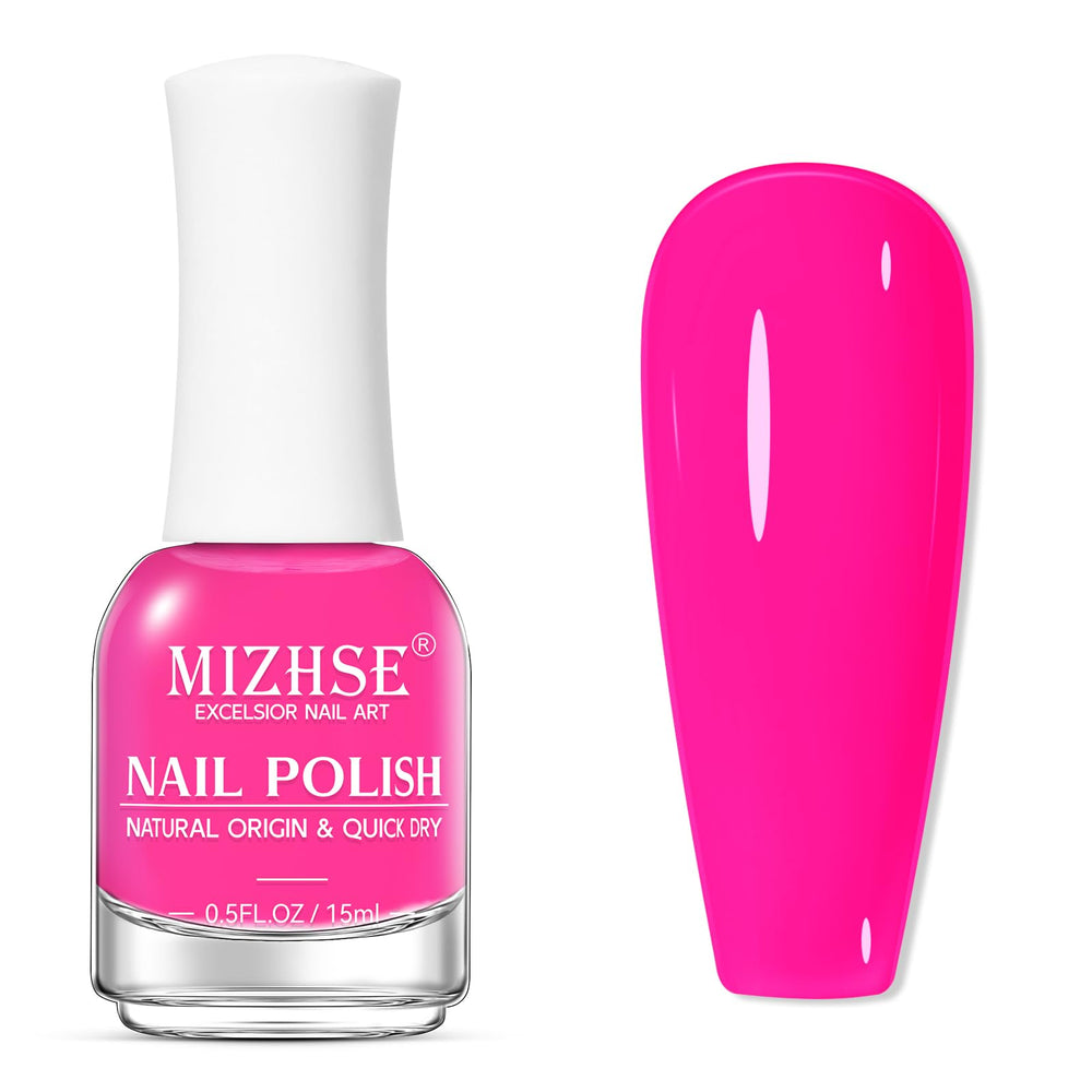 MIZHSE Quick Dry Nail Polish bottle in hot pink for fast at-home manicures.