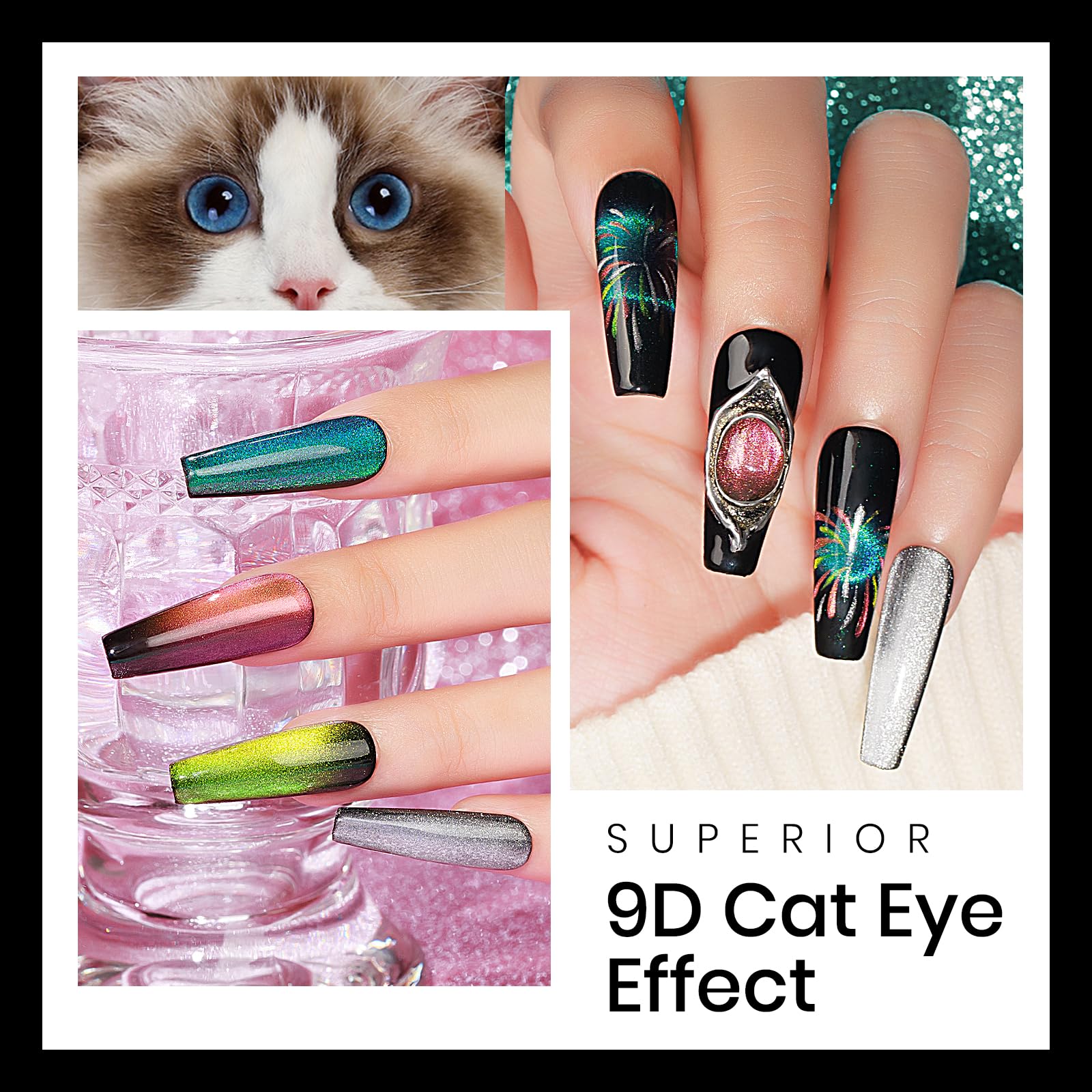MIZHSE shiny wide cat eye gel creates a bold reflective finish